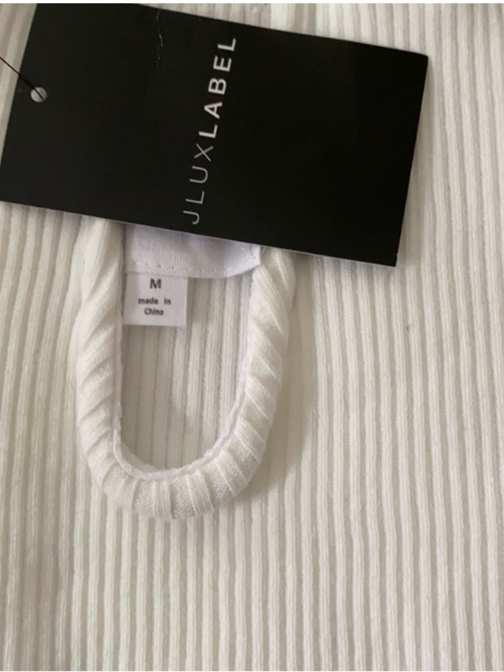 JLUXLABEL White Ribbed Crew Neck Sweater